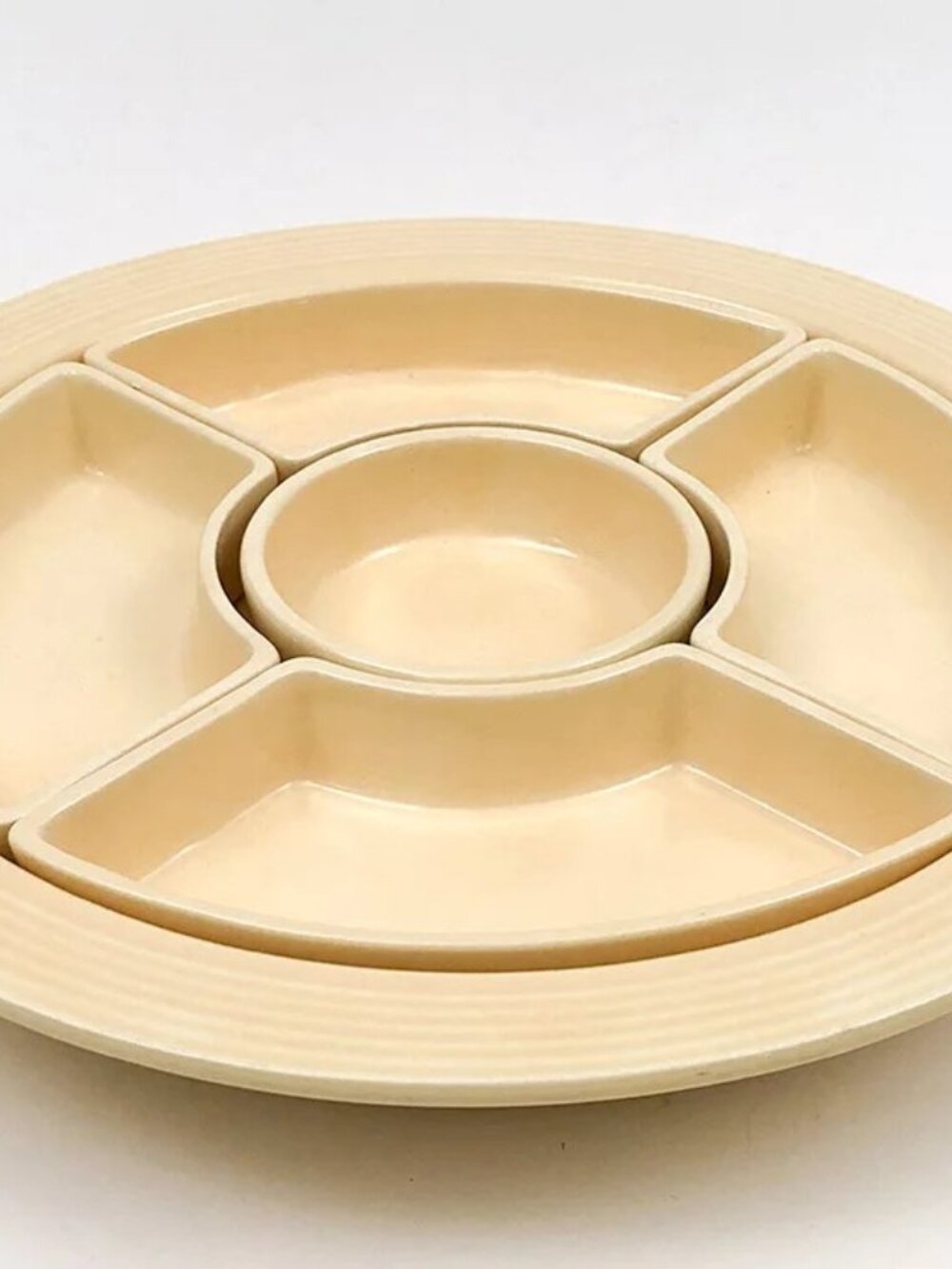 Vintage 40s Fiestaware Old Ivory Relish Tray 5pc.